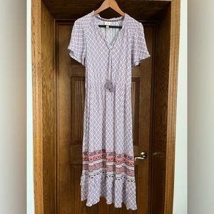 Knox Rose Purple Women’s Flutter Short Sleeve Smocked Midi Sundress Size Small